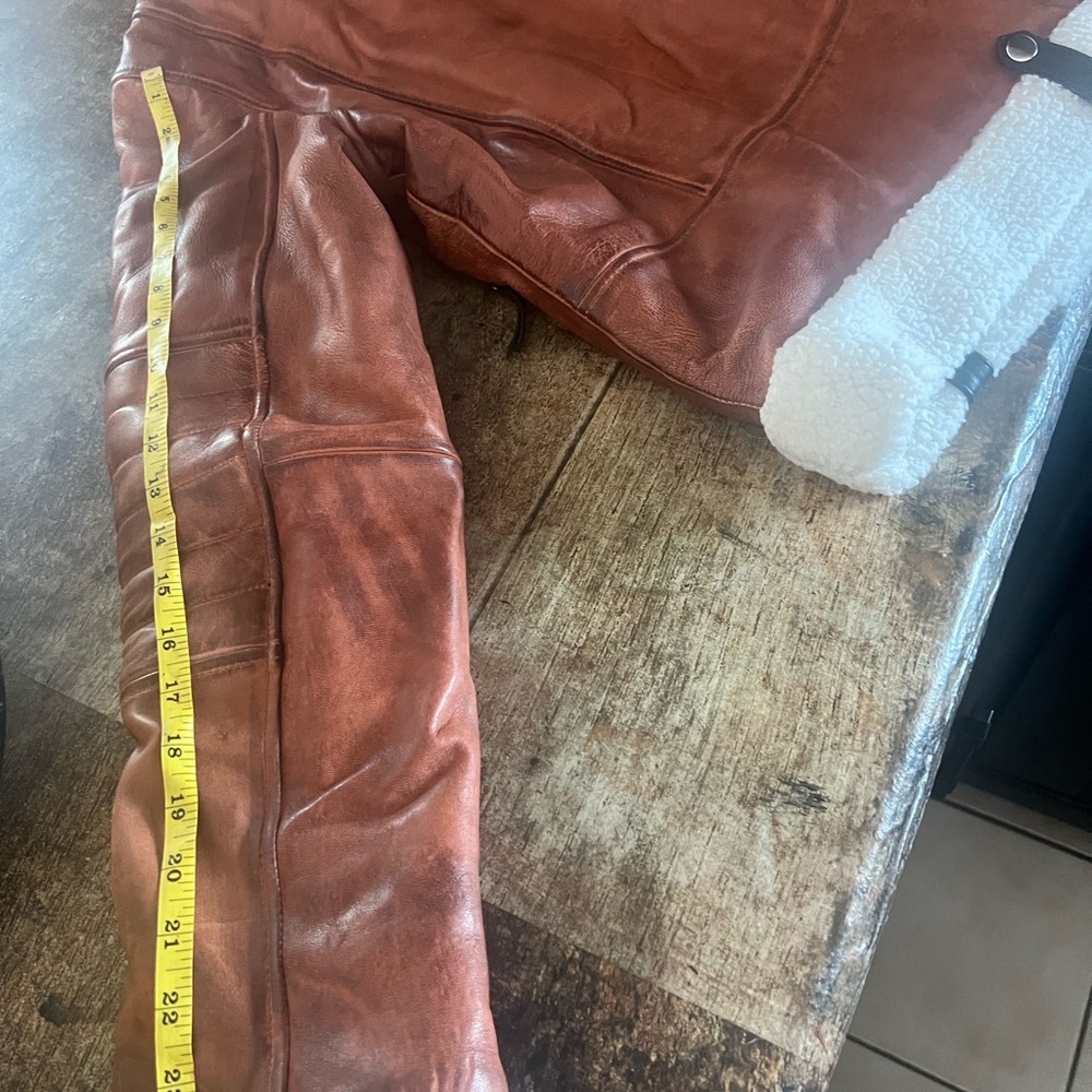 Women Brown faux Leather Jacket with Shearling Lining - Picture 4 of 5